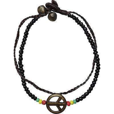 Rasta Peace Sign Bell Bead Ankle Bracelet Foot Anklet Chain Reggae Hippy Jewelry Rasta Peace Sign Bell Bead Ankle Bracelet Foot Anklet Chain Reggae Hippy Jewelry