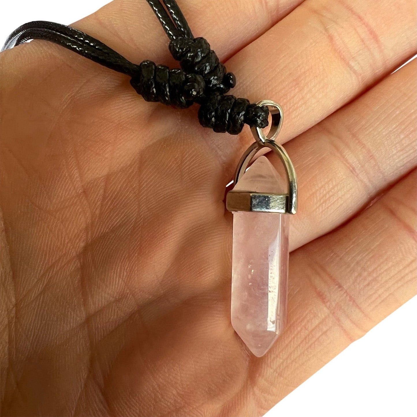 Rose Quartz Pink Crystal Necklace Pendant Womens Mens Girls Gemstone Jewellery
