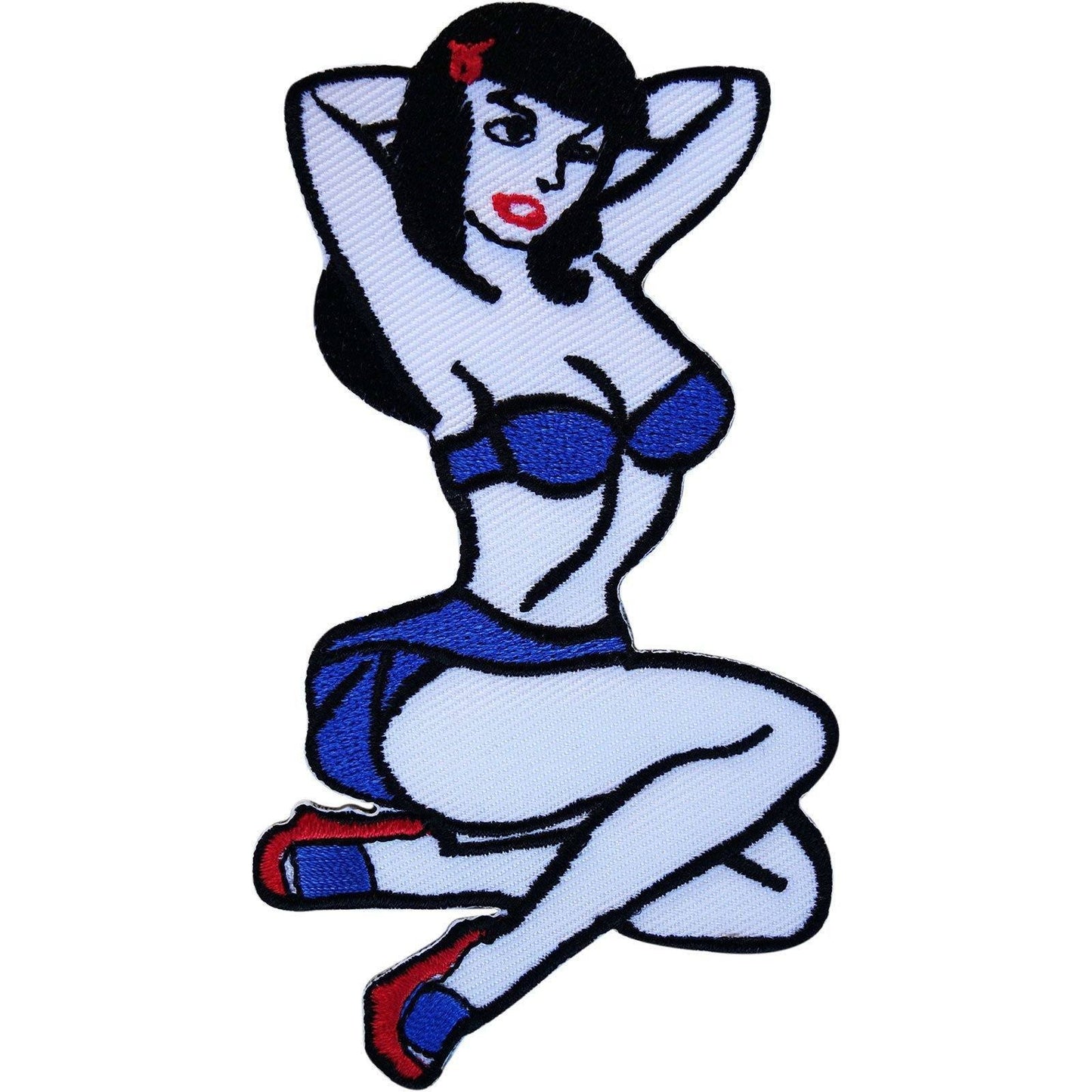 Sexy Woman Lady Biker Girl Embroidered Patch Badge Iron / Sew On Clothing Bags