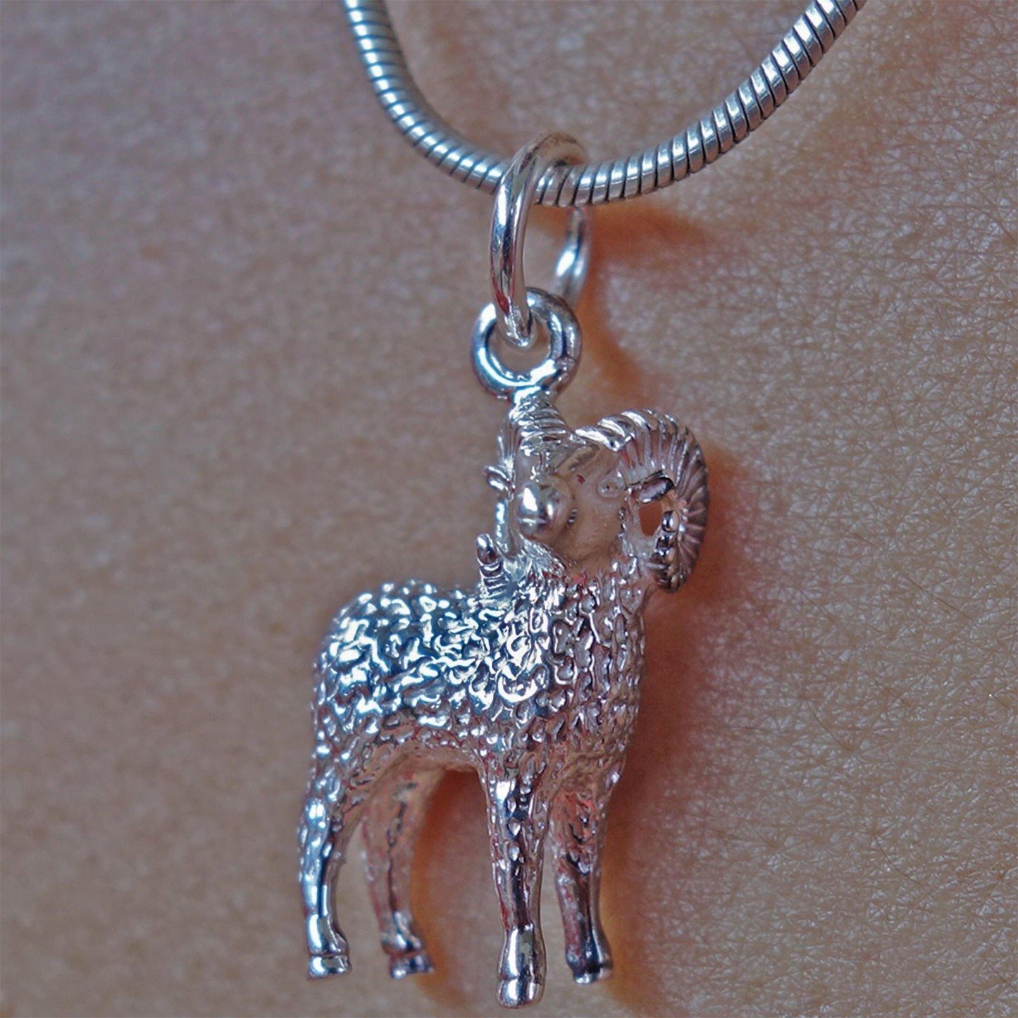Silver Sheep Necklace Pendant Chain 925 Sterling Jewelry Goat Ram Chinese Zodiac