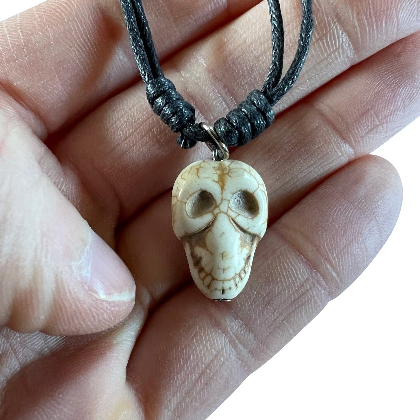 Skull Pendant Necklace Black Cord Chain Womens Mens Kids Girls Boys Jewellery