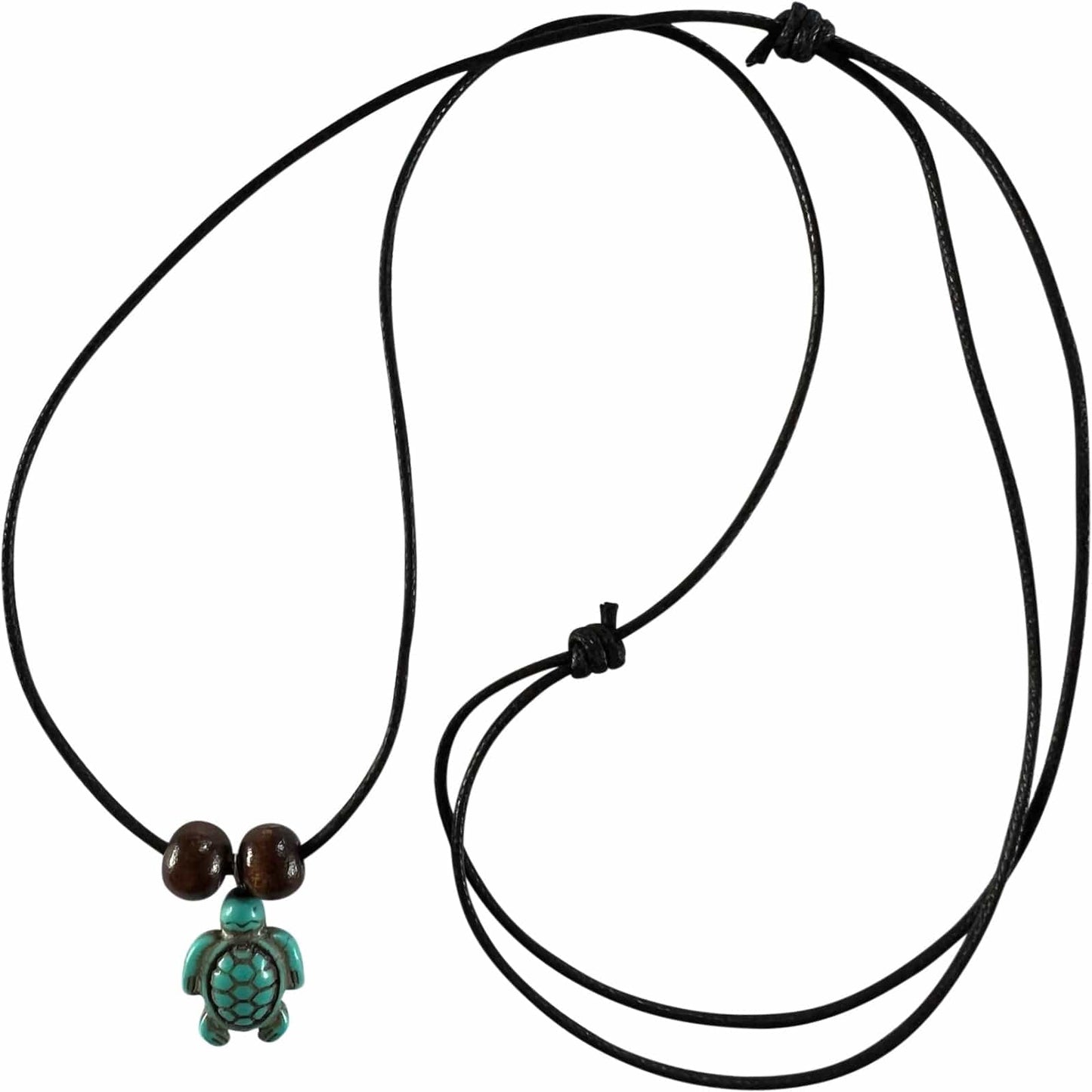 Turquoise Turtle Pendant Bead Black Cord Chain Necklace Beach Surfer Jewellery