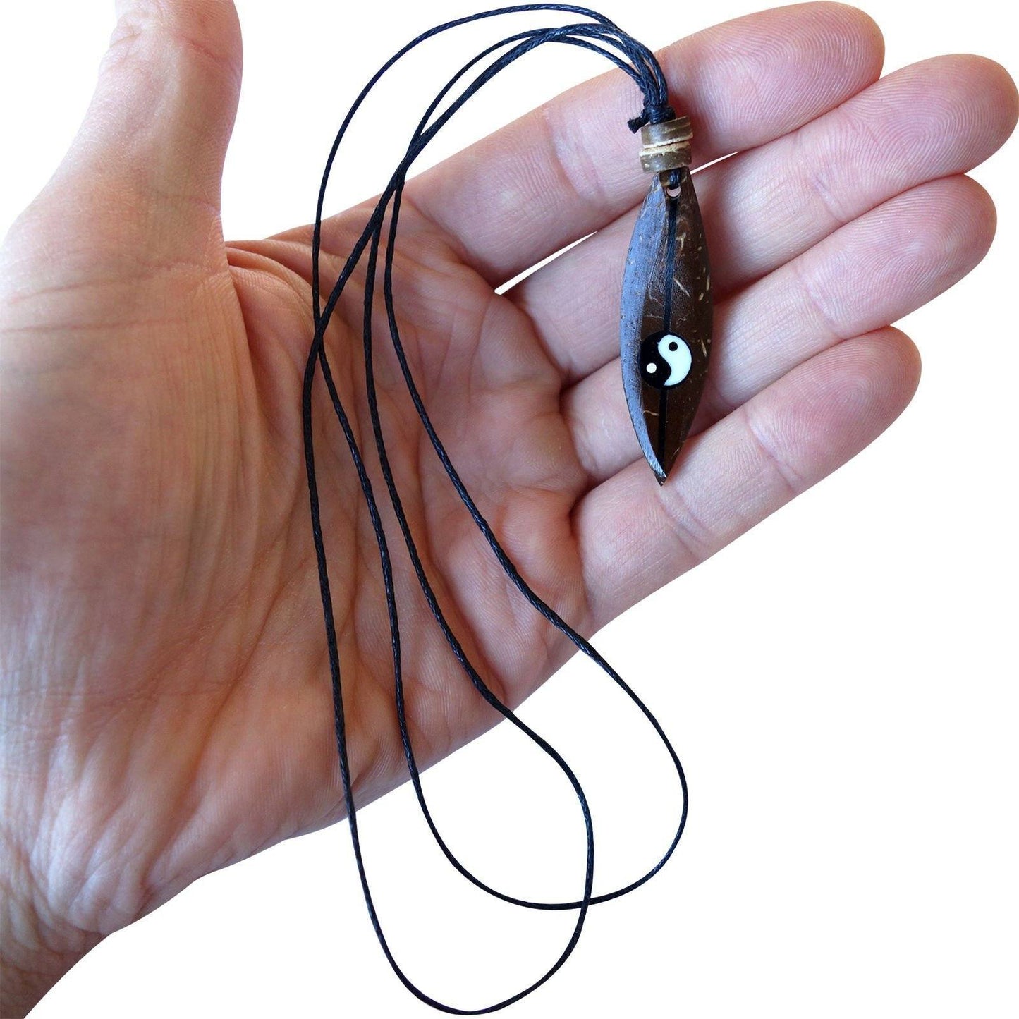 Wood Surfboard Yin and Yang Necklace Pendant Chain Mens Womens Kids Jewellery