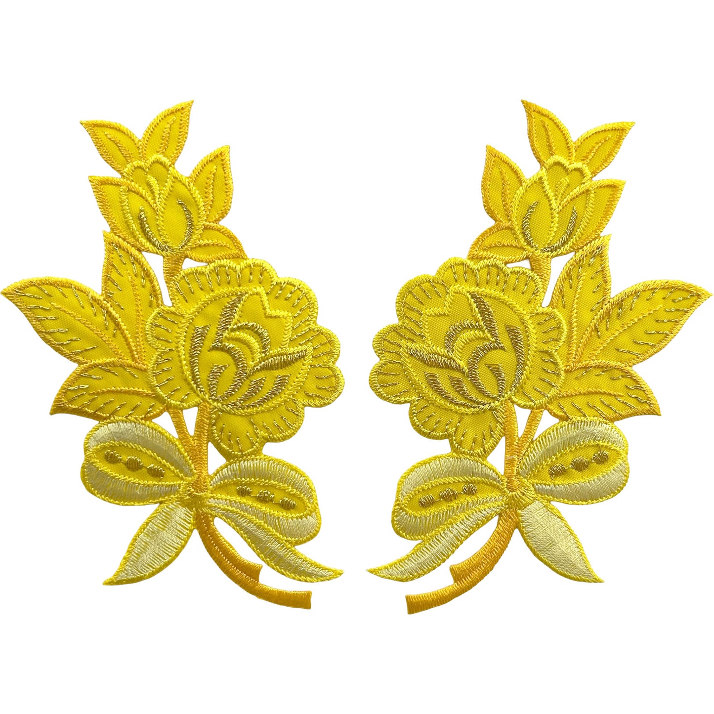 Pair of Yellow Flower Patches Iron Sew On Clothes Crafts Bag Flowers Patch Badge