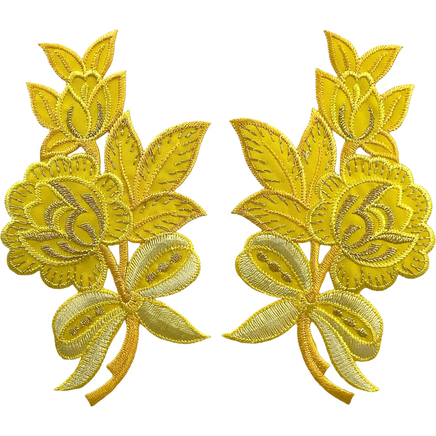 Pair of Yellow Flower Patches Iron Sew On Clothes Crafts Bag Flowers Patch Badge