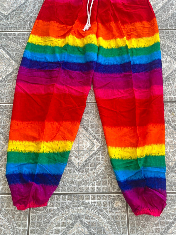 Rainbow Harem Pants Baggy Genie Hippie Yoga Womens Bali Rayon Trousers Joggers