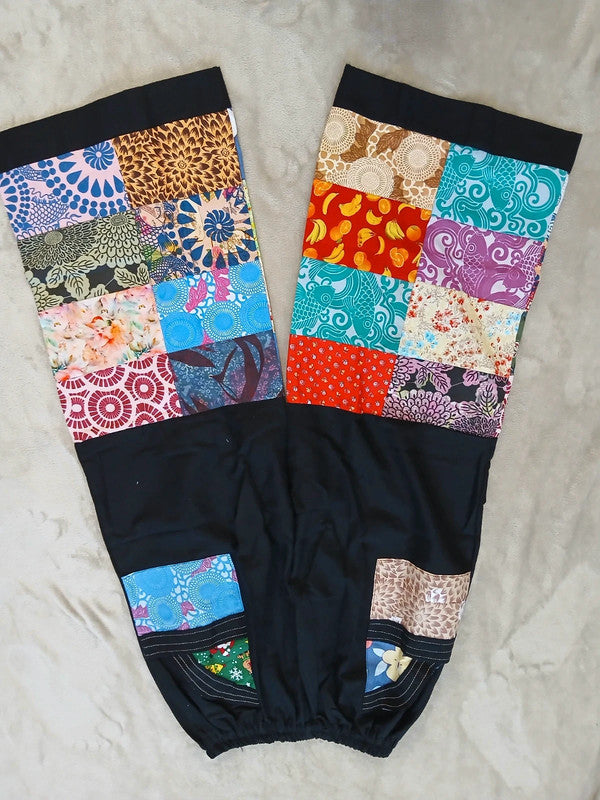 Handmade Black Multicolour Harem Pants Unique Random Patchwork Hippie Trousers