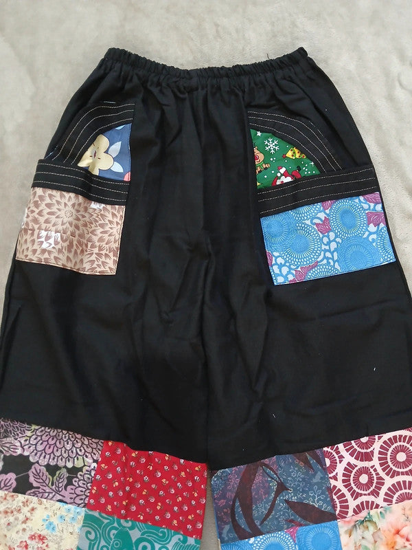 Handmade Black Multicolour Harem Pants Unique Random Patchwork Hippie Trousers