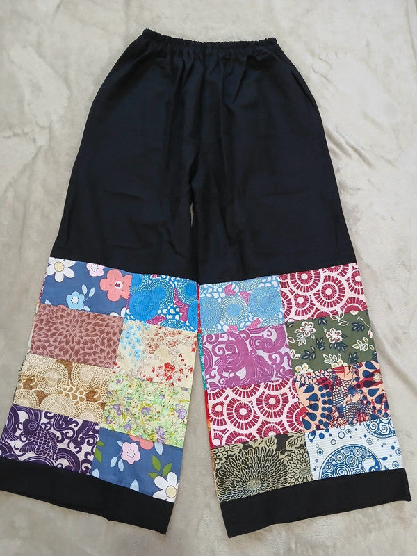 Handmade Black Multicolour Harem Pants Unique Random Patchwork Hippie Trousers