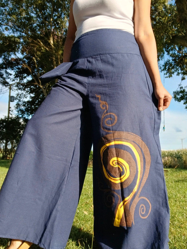 Navy Blue Bohemian Hippy Palazzo Harem Pants Women’s Wide Leg Hippie Trousers