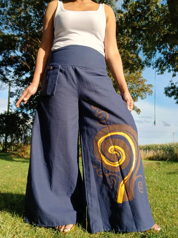 Navy Blue Bohemian Hippy Palazzo Harem Pants Women’s Wide Leg Hippie Trousers