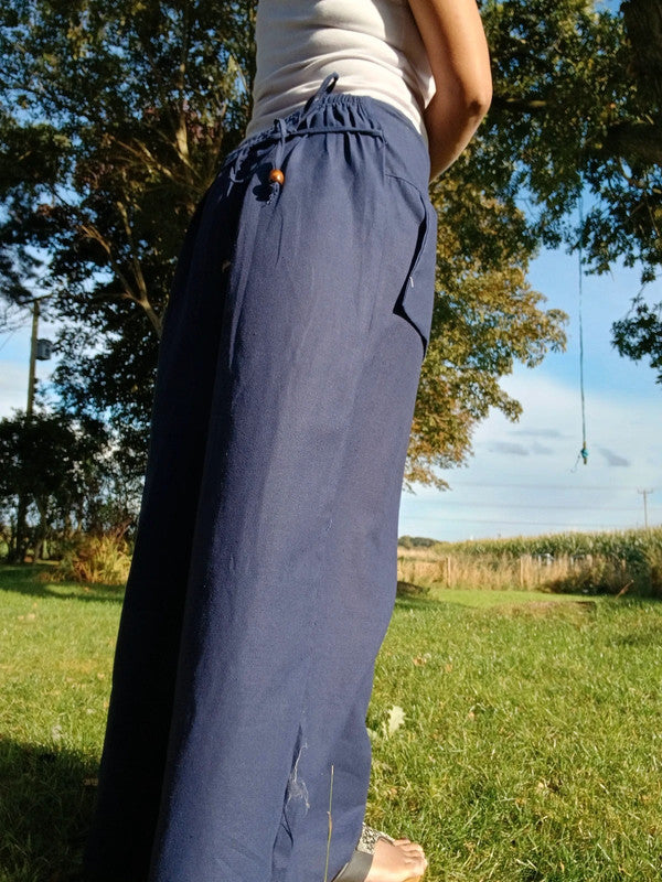 Navy Blue Bohemian Hippy Palazzo Harem Pants Women’s Wide Leg Hippie Trousers