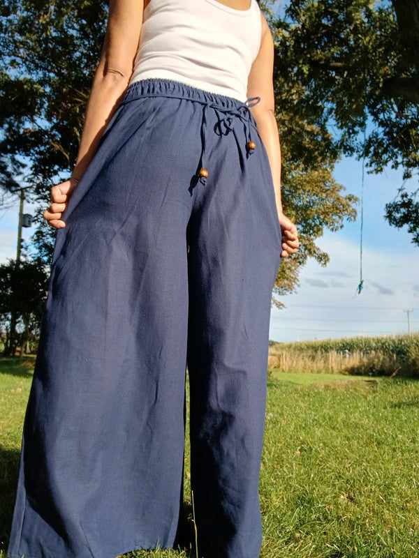 Navy Blue Bohemian Hippy Palazzo Harem Pants Women’s Wide Leg Hippie Trousers