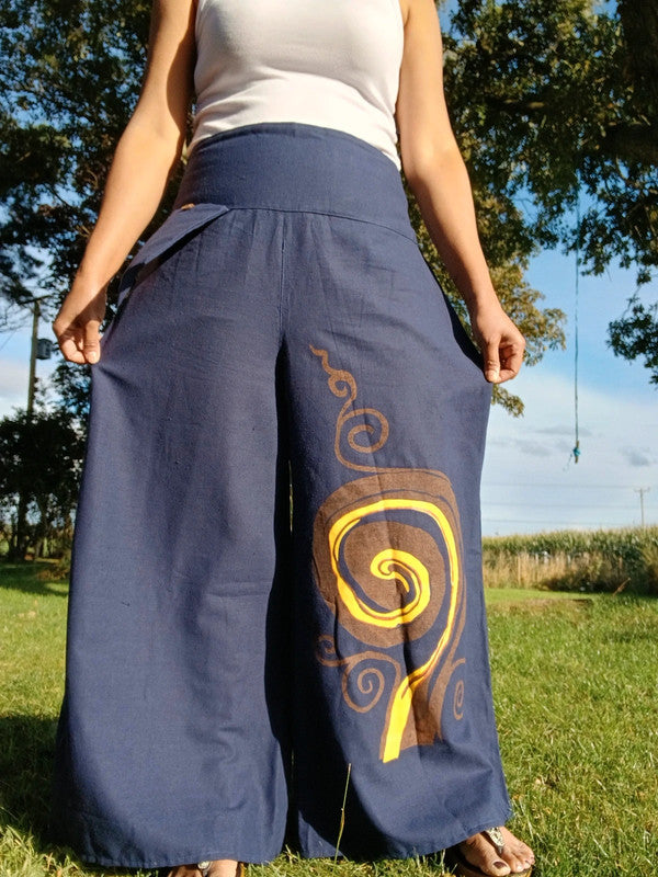 Navy Blue Bohemian Hippy Palazzo Harem Pants Women’s Wide Leg Hippie Trousers