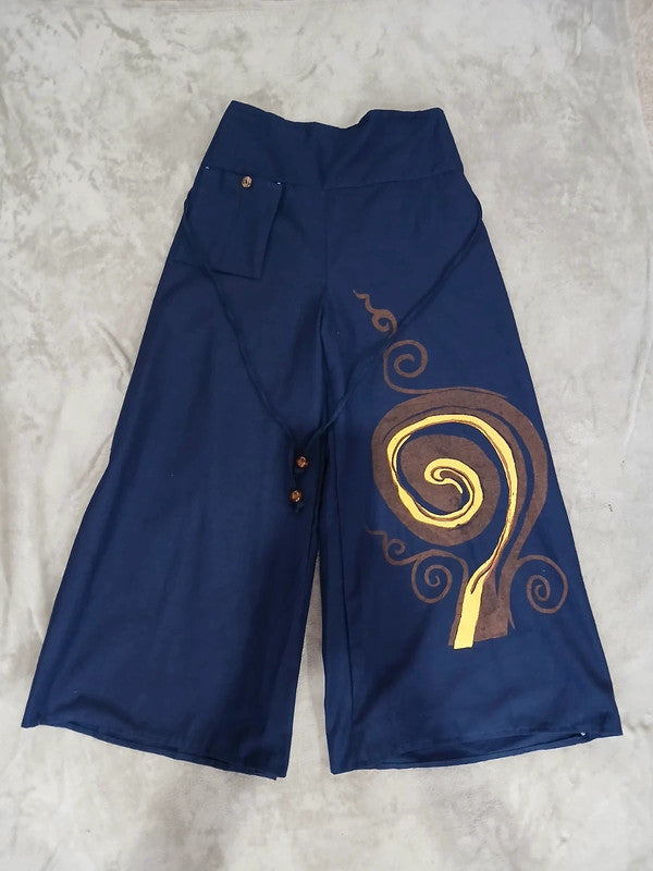 Navy Blue Bohemian Hippy Palazzo Harem Pants Women’s Wide Leg Hippie Trousers