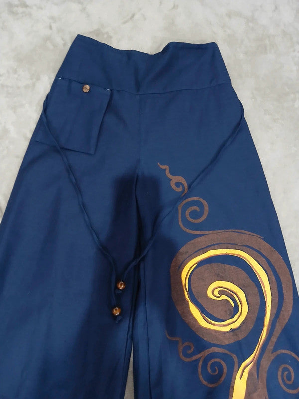 Navy Blue Bohemian Hippy Palazzo Harem Pants Women’s Wide Leg Hippie Trousers