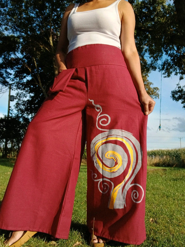 Red Baggy Bohemian Palazzo Harem Pants Ladies Womens Wide Leg Hippie Trousers