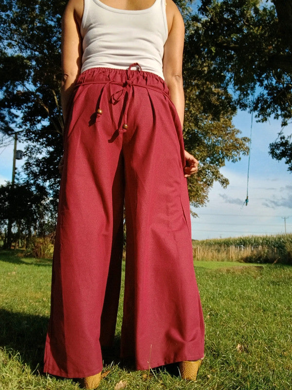 Red Baggy Bohemian Palazzo Harem Pants Ladies Womens Wide Leg Hippie Trousers