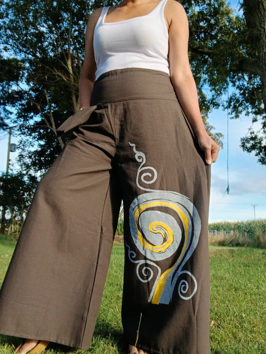 Brown Baggy Bohemian Palazzo Harem Pants Womens Wide Leg Hippie Boho Trousers