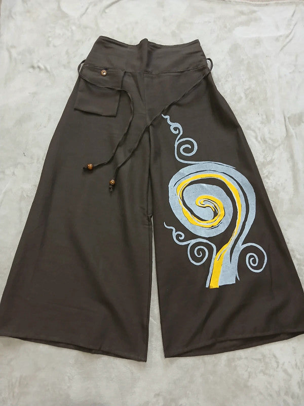 Brown Baggy Bohemian Palazzo Harem Pants Womens Wide Leg Hippie Boho Trousers