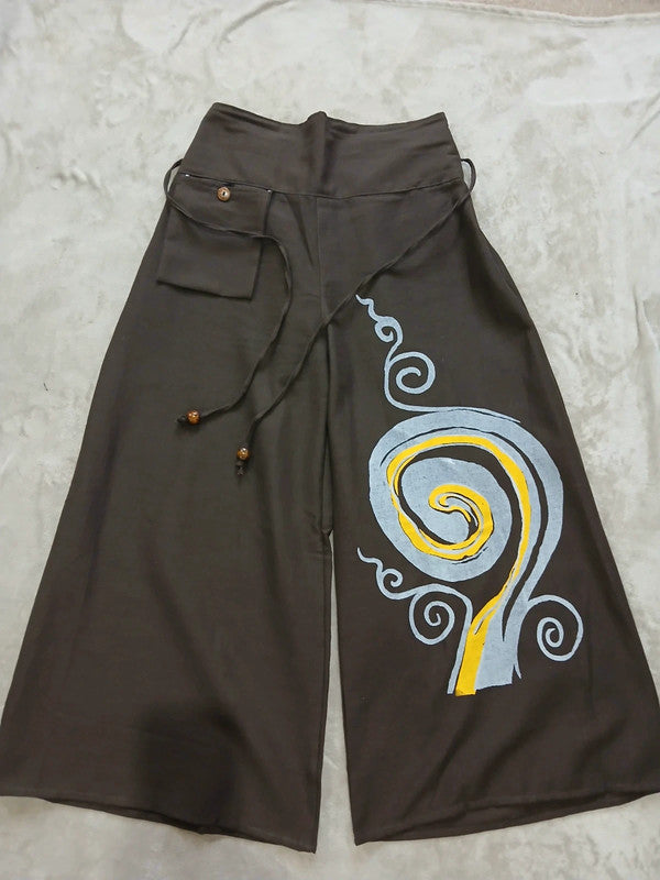 Brown Baggy Bohemian Palazzo Harem Pants Womens Wide Leg Hippie Boho Trousers