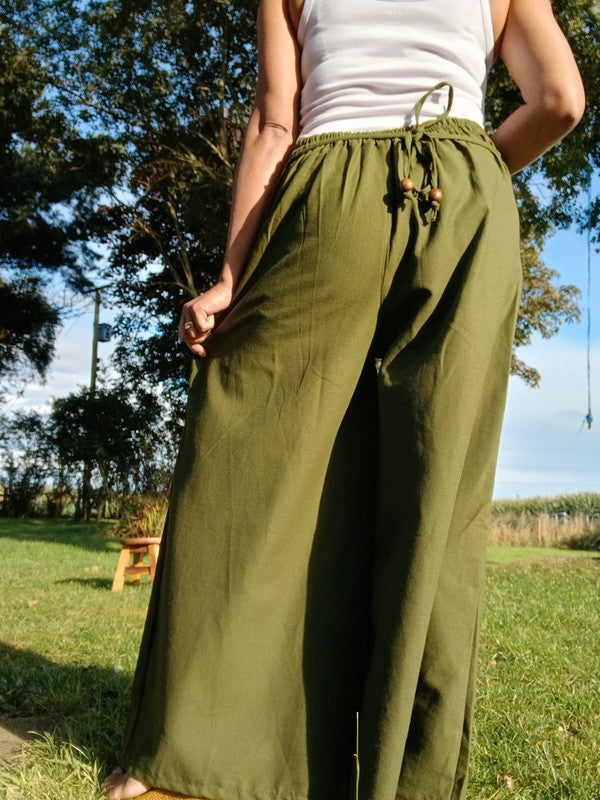Olive Green Baggy Bohemian Palazzo Harem Pants Women’s Wide Leg Hippie Trousers