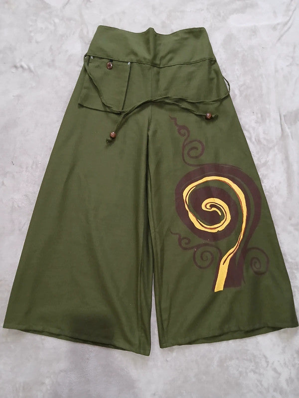 Olive Green Baggy Bohemian Palazzo Harem Pants Women’s Wide Leg Hippie Trousers