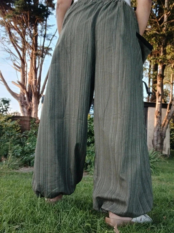 Khaki Cotton Poofy Hippie Harem Pants Ali Baba Joggers Baggy Boho Indie Trousers