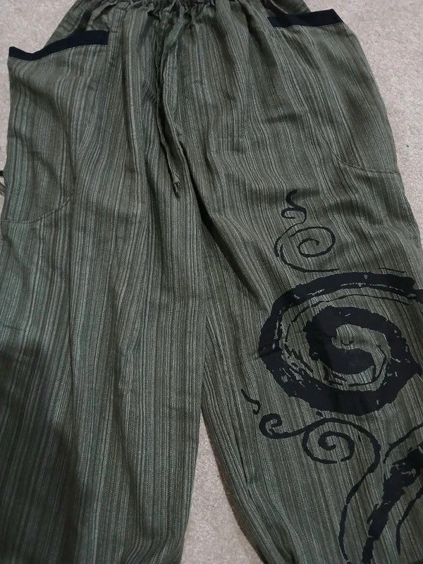 Khaki Cotton Poofy Hippie Harem Pants Ali Baba Joggers Baggy Boho Indie Trousers