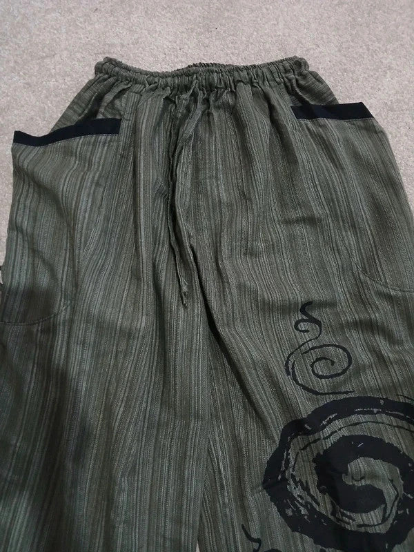 Khaki Cotton Poofy Hippie Harem Pants Ali Baba Joggers Baggy Boho Indie Trousers