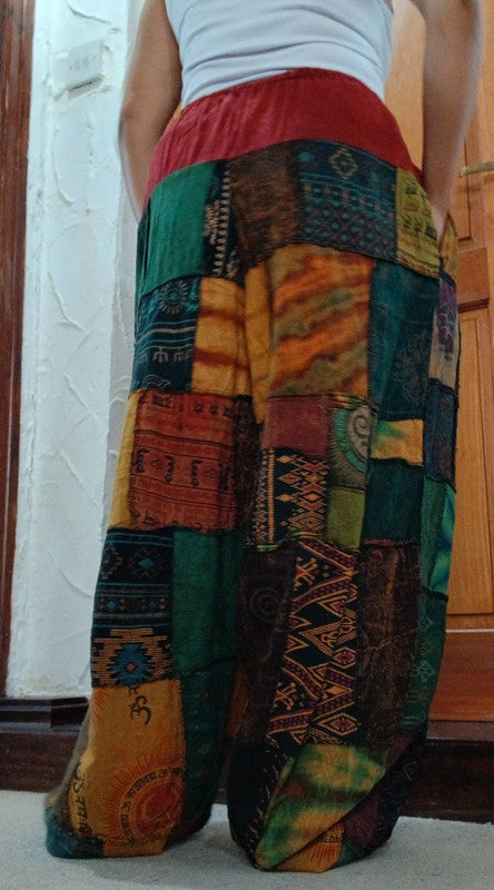 Multicolour Cotton Harem Pants Random Patchwork Womens or Mens Hippie Trousers
