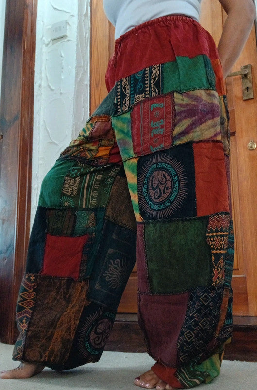Multicolour Cotton Harem Pants Random Patchwork Womens or Mens Hippie Trousers