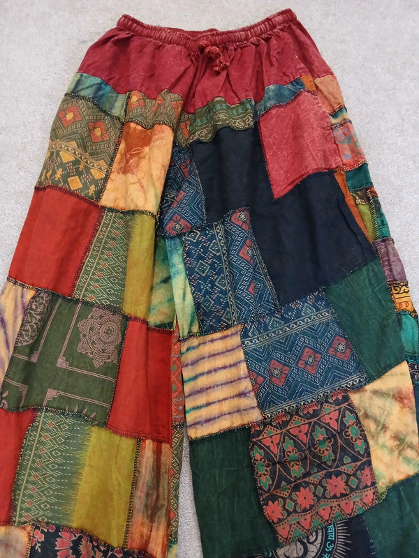 Multicolour Cotton Harem Pants Random Patchwork Womens or Mens Hippie Trousers