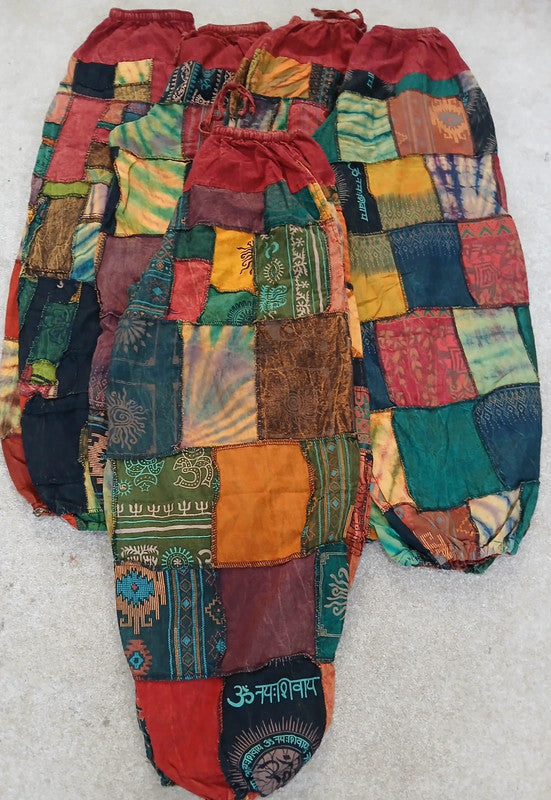 Multicolour Cotton Harem Pants Random Patchwork Womens or Mens Hippie Trousers