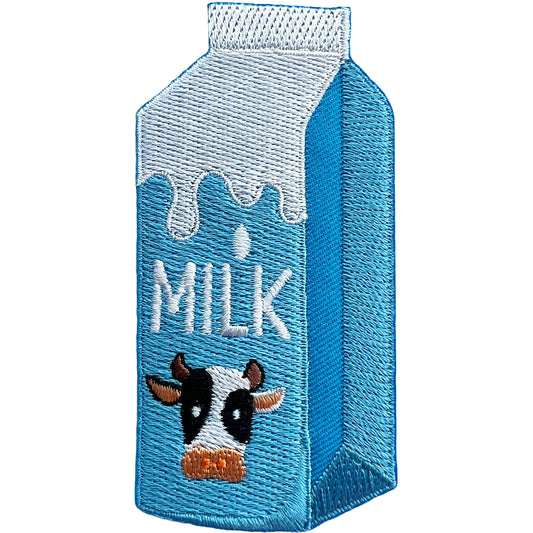 Milk Carton Iron Sew On Patch Clothing Jeans T Shirt Dairy Cow Embroidered Badge