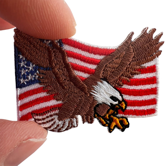 Mini USA Eagle Flag Patch Iron Sew On Cloth Small United States of America Badge