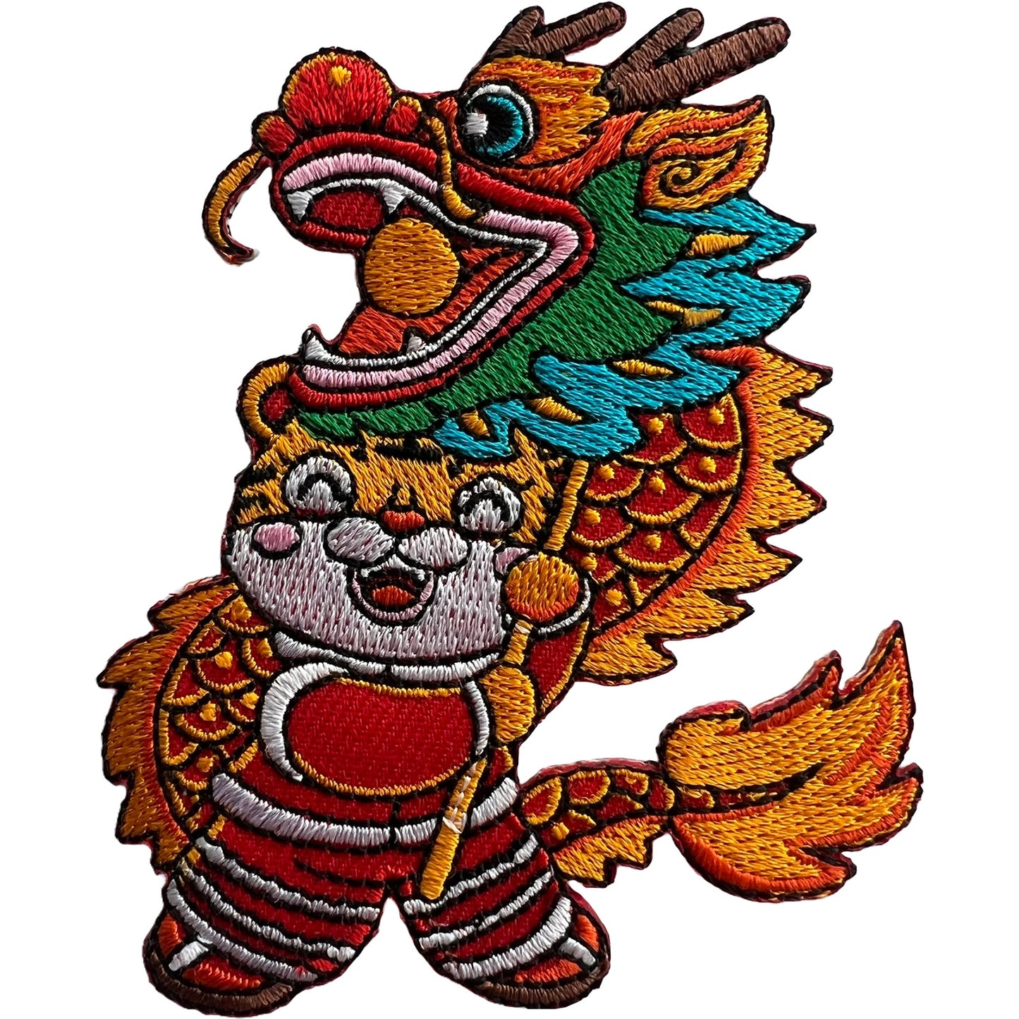 Chinese Dragon Cat Patch Iron Sew On T Shirt New Year Crafts Embroidered Badge