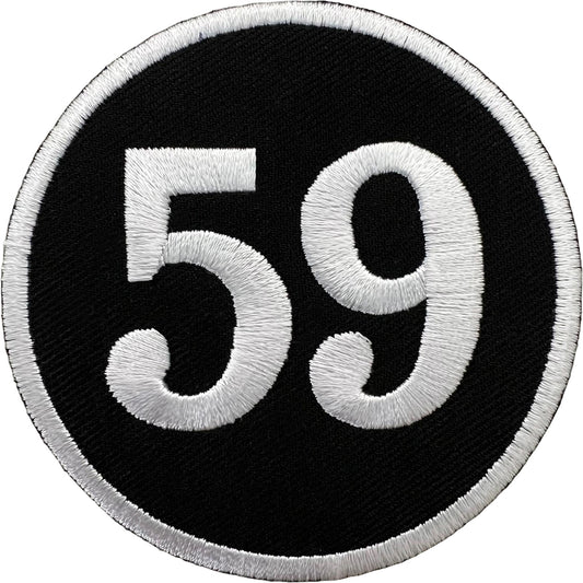 Black White Number 59 Patch Iron Sew On Jeans T Shirt Jacket Bag Birthday Badge