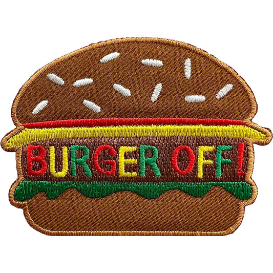 Burger Off Patch Iron Sew On T Shirt Cap Denim Jacket Hamburger Embroidery Badge