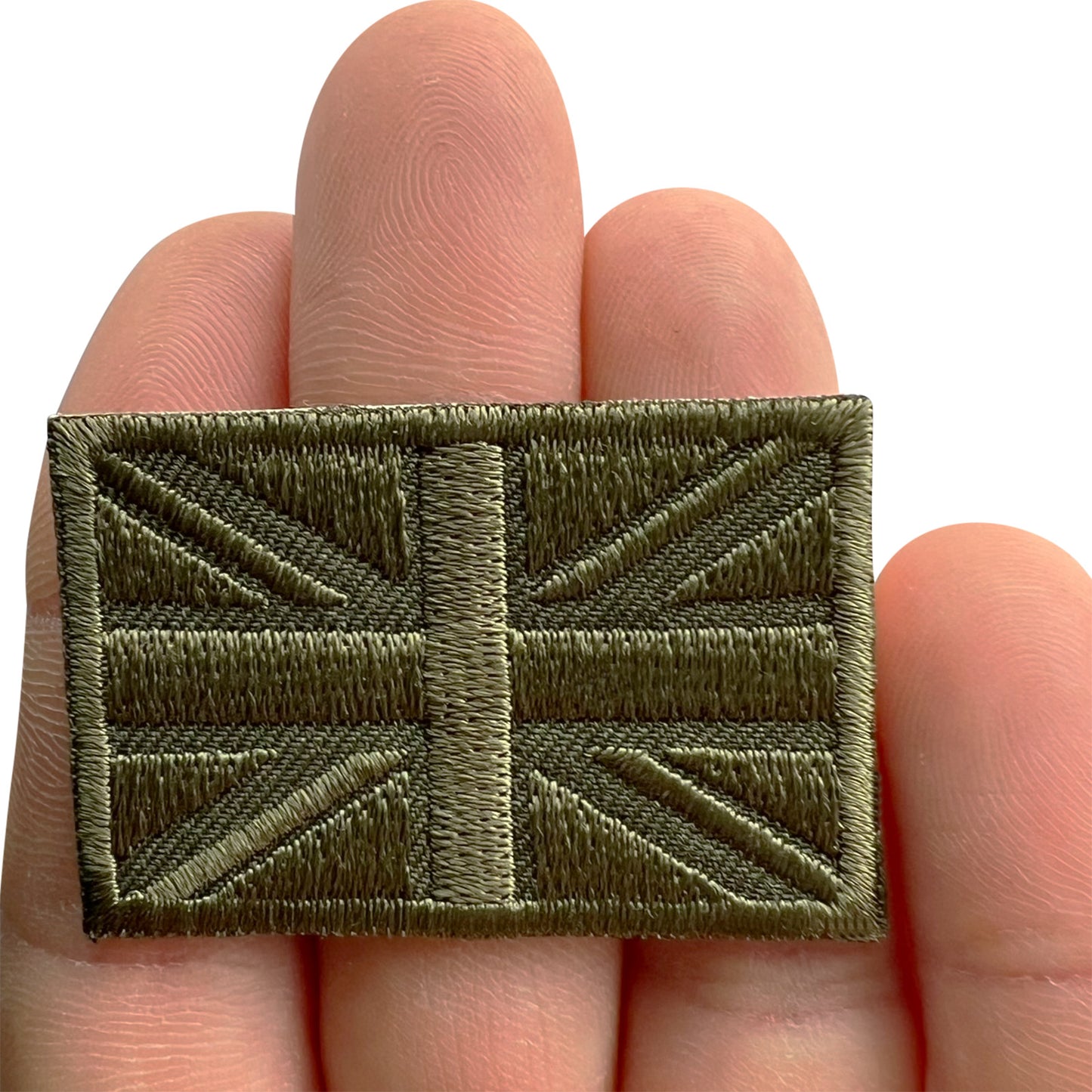 Army Green Mini UK Flag Patch Iron Sew On Small Union Jack MOD Embroidered Badge