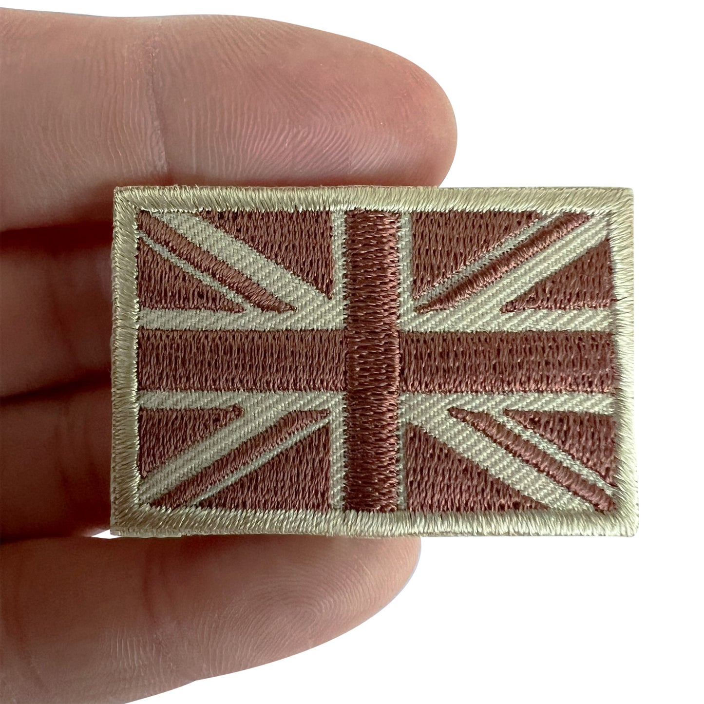 Army Brown Mini UK Flag Patch Iron Sew On Small Union Jack MOD Embroidered Badge