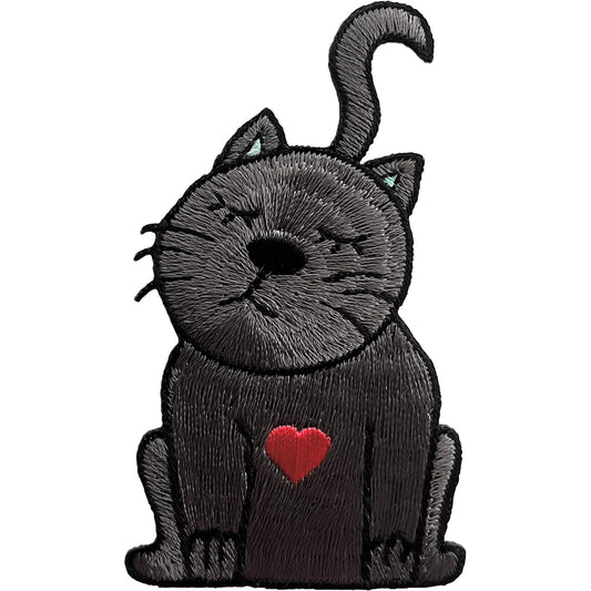 Cat Red Love Heart Patch Iron Sew On Clothes Jeans Jacket Bag Embroidered Badge
