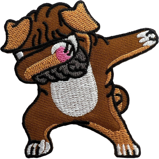 Pug Dab Dance Patch Iron Sew On T Shirt Clothing Jacket Bag Dog Embroidery Badge