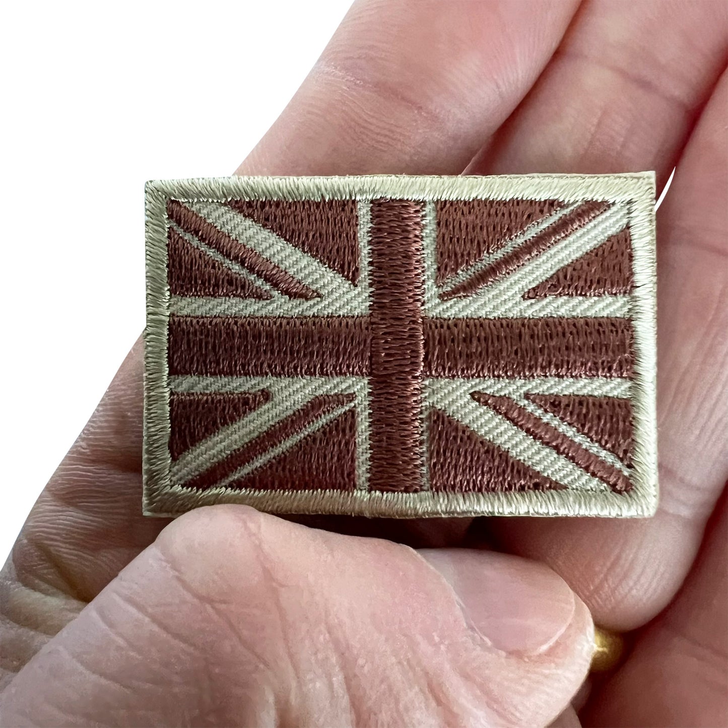 Army Brown Mini UK Flag Patch Iron Sew On Small Union Jack MOD Embroidered Badge