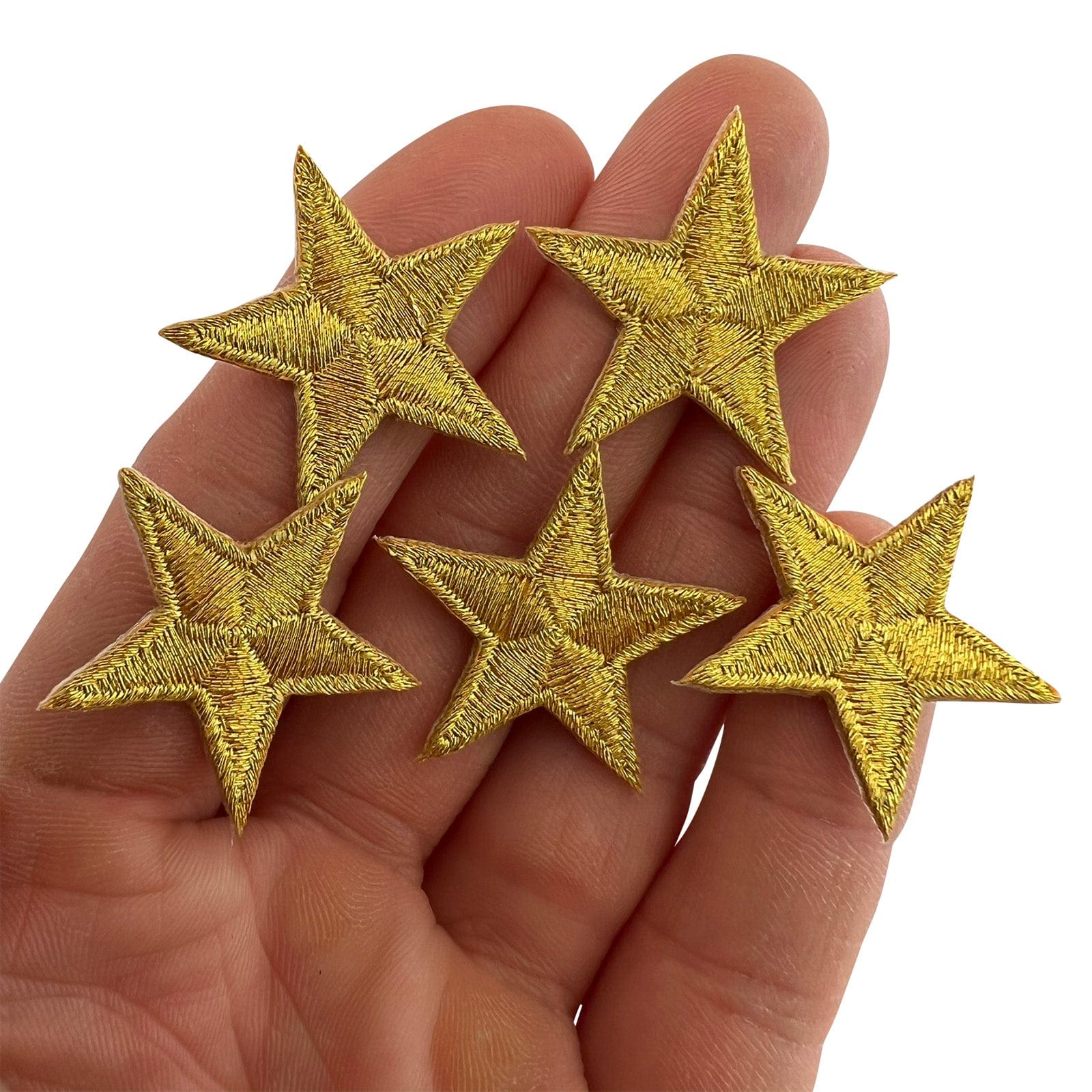 5 X Mini Gold Star Patches Iron Sew On Small Stars Tiny Embroidered Ba