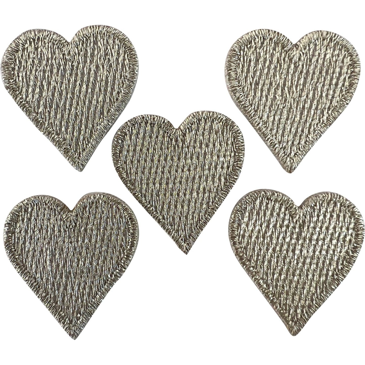 5 X Mini Silver Love Heart Patches Iron On Sew On Small Hearts Tiny Badge Patch