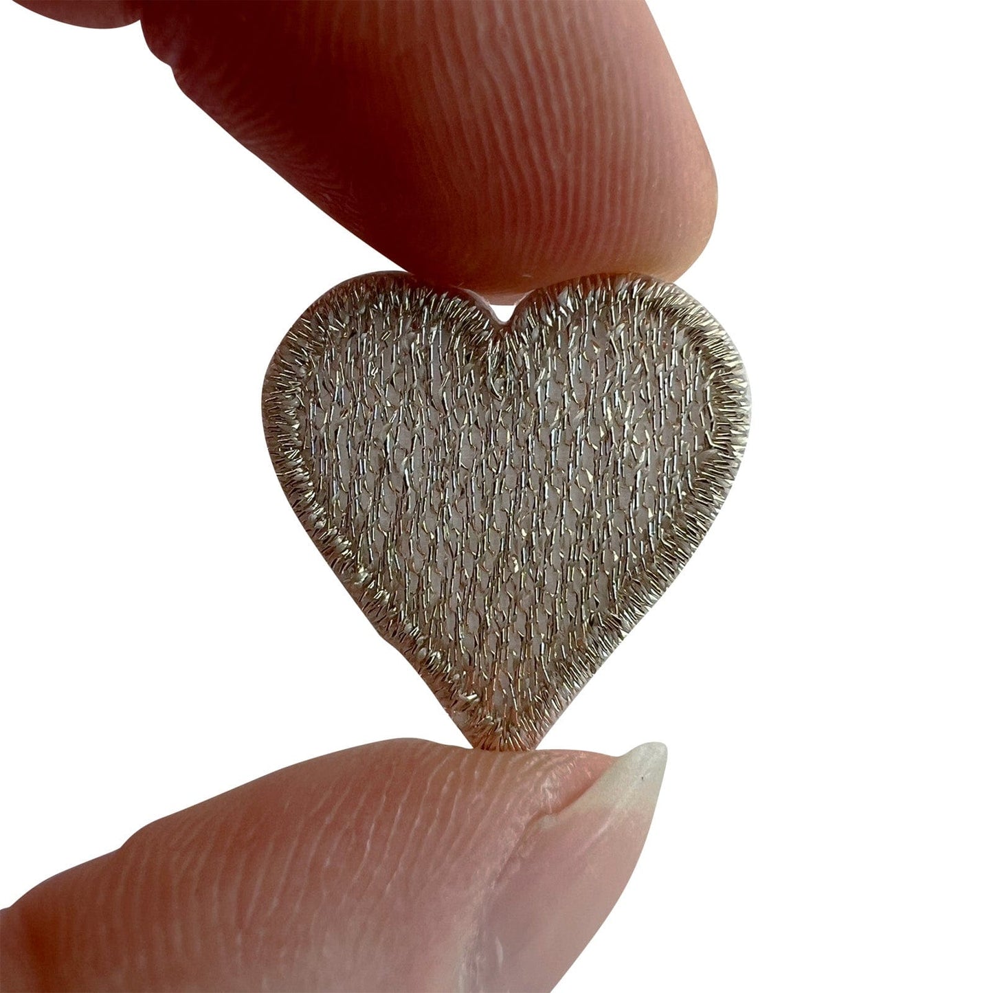 5 X Mini Silver Love Heart Patches Iron On Sew On Small Hearts Tiny Badge Patch