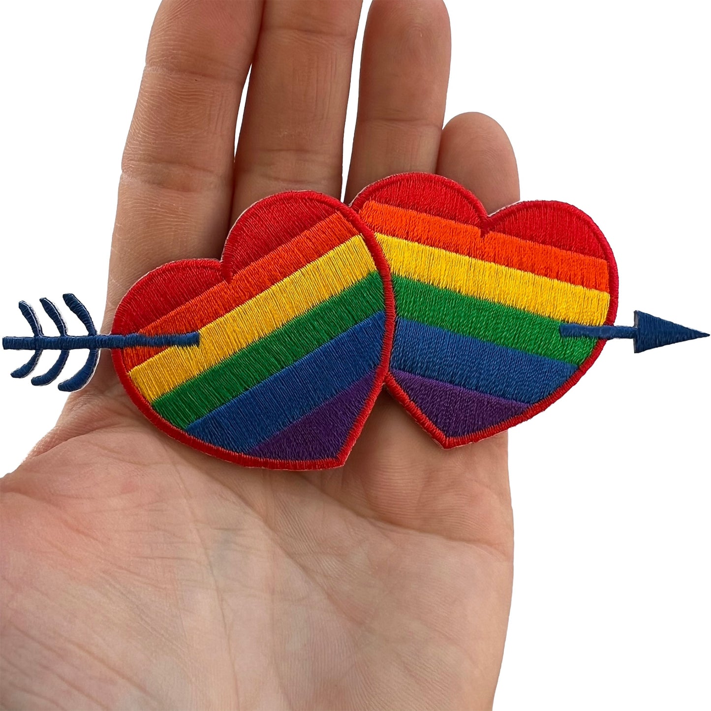 Rainbow Love Hearts Patch Iron Sew On Clothes Backpack Rucksack Embroidery Badge