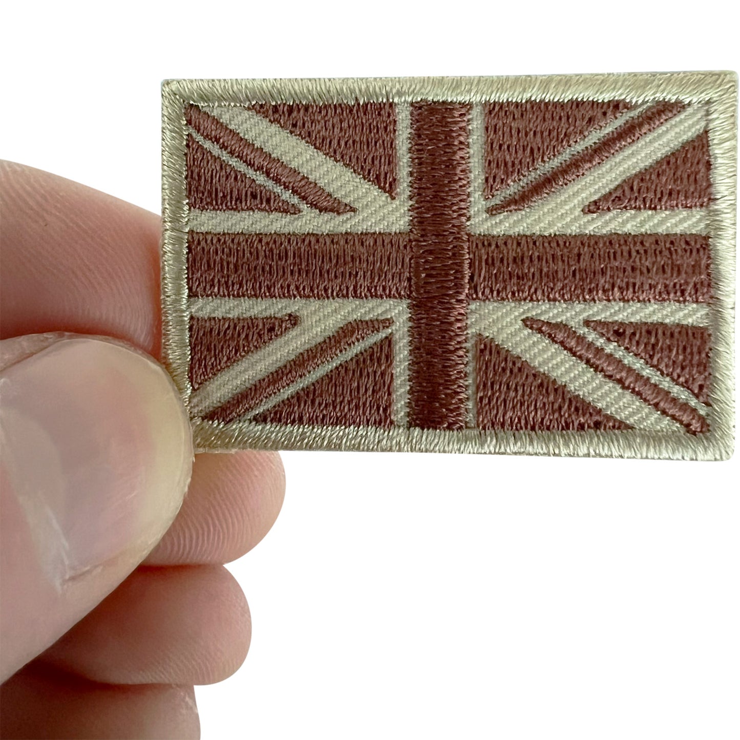 Army Brown Mini UK Flag Patch Iron Sew On Small Union Jack MOD Embroidered Badge