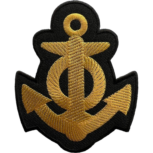 Black Gold Anchor Patch Iron Sew On Clothes Sailor Fancy Dress Embroidered Badge